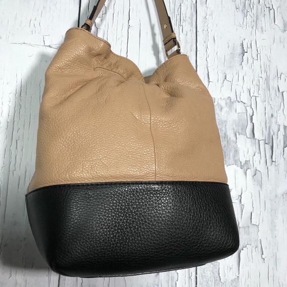 Kate Spade Taupe/Black Leather Bucket Bag - Picture 6 of 11